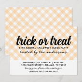Halloween Gingham Party Einladung (Vorne/Hinten)