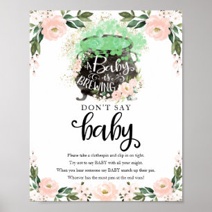 Halloween Girl Baby Shower Say Baby Sign Poster