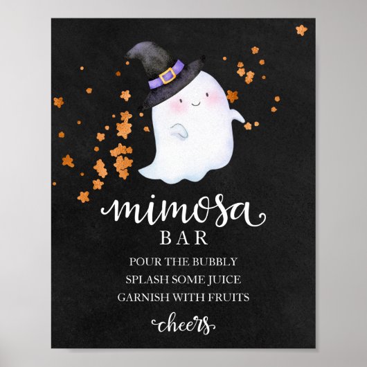 Halloween Girl Babydusche Mimosa Bar Sign Poster (Vorne)