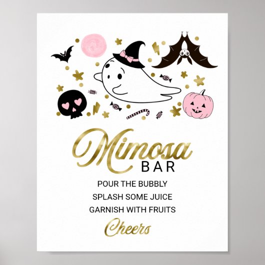Halloween Girl Babydusche Mimosa Bar Sign Poster (Vorne)