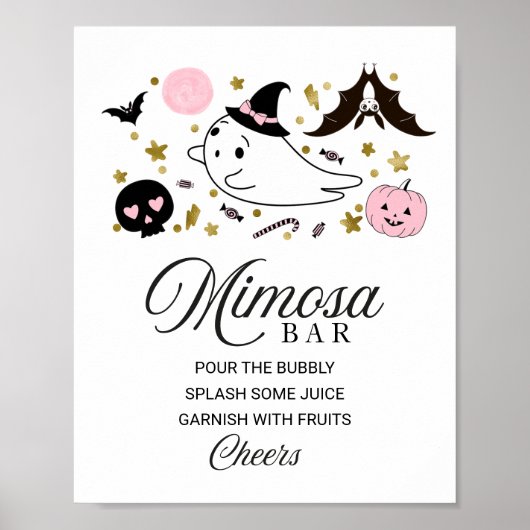 Halloween Girl Babydusche Mimosa Bar Sign Poster (Vorne)