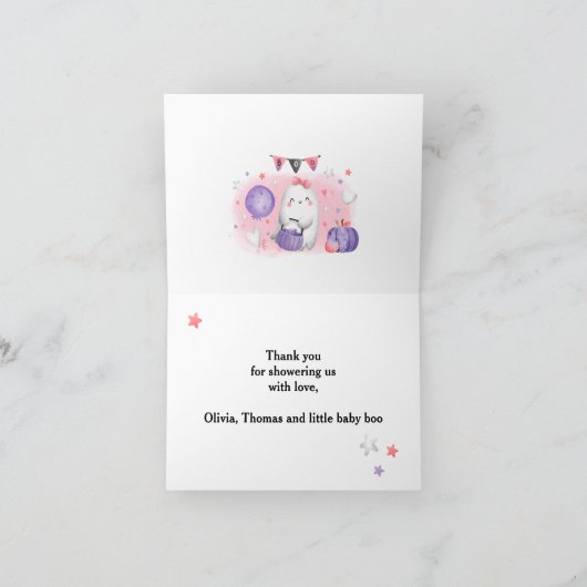 Halloween Girl Babydusche Pink Danke Karte (Innenseite)