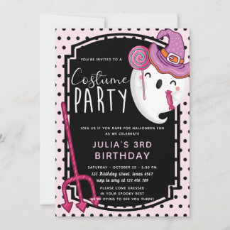 Halloween Girl Birthday Costume Party Einladung