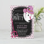 Halloween Girl Birthday Costume Party Einladung (Stehend Vorderseite)