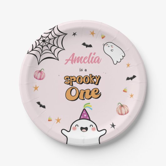 Halloween Girl Birthday Spooky One Pappteller (Vorderseite)