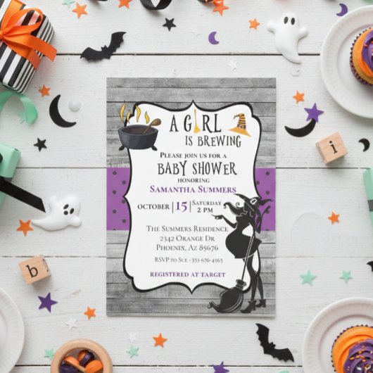 Halloween Girl brütet HexenBaby-Dusche Einladung