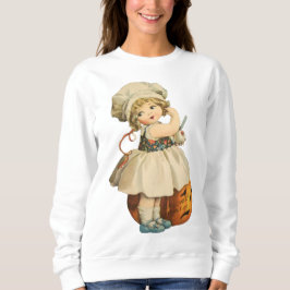 Halloween Girl Carving Apple Sweatshirt