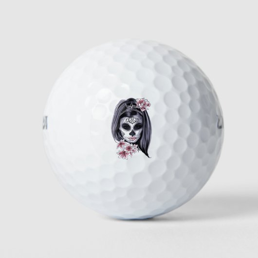 Halloween Girl Day of the Dead Golfball (Vorderseite)