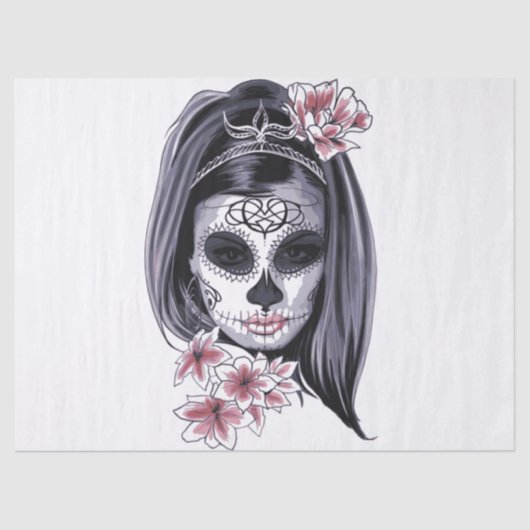 Halloween Girl Face Makeup Blume Seidenpapier (Vorderseite)