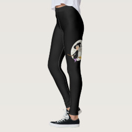 Halloween Girl Hexe fliegt am Mond Schwarz Leggings