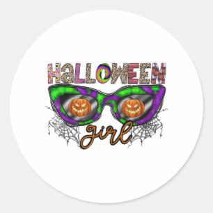 Halloween Girl Runder Aufkleber