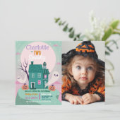 Halloween Girls 2. Ghosts House Party Spuk Einladung (Stehend Vorderseite)