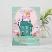 Halloween Girls 3. Ghosts House Party Spuk Einladung (Stehend Vorderseite)