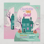 Halloween Girls 3. Ghosts House Party Spuk Einladung (Vorne/Hinten)