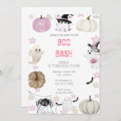 Halloween Girls - Boo Bash Ghost & Pink Einladung (Vorne/Hinten)