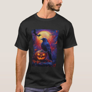 Halloween Girls Design Boys Crow Pumpkin Kids Hall T-Shirt