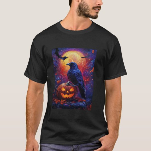 Halloween Girls Design Boys Crow Pumpkin Kids Hall T-Shirt (Vorderseite)