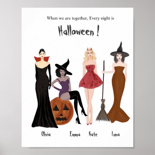 Halloween Girls, Modeskizze, Halbpengeschenk, Poster (Vorne)