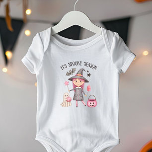 Halloween Girls Niedlich Pink Hexe Ghost Pumpkin B Baby Strampler