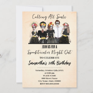 Halloween Girls Night Out Day of the Dead Birthday Einladung