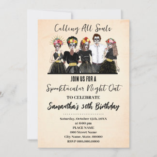 Halloween Girls Night Out Day of the Dead Birthday Einladung