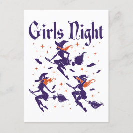 Halloween Girls Night Out Hexen auf Broomsticks Postkarte