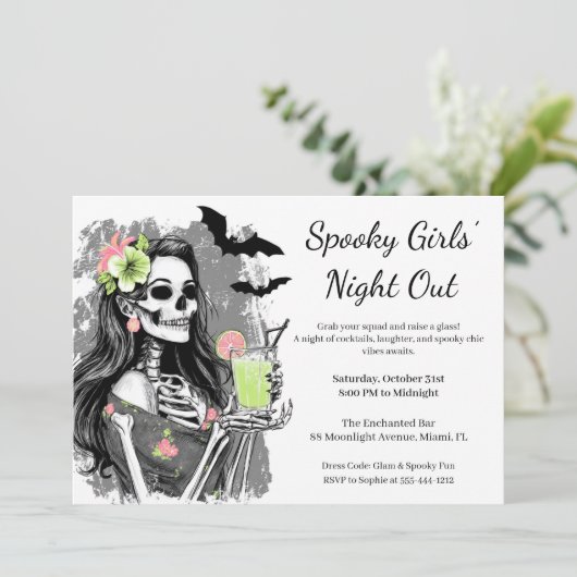 Halloween Girls Night Out | Spooky Cocktail Party Einladung (Stehend Vorderseite)