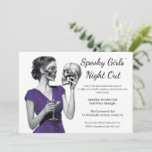 Halloween Girls Night Out | Spooky Cocktail Party Einladung (Stehend Vorderseite)