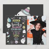 Halloween Girls Party Foto Pumpkin Einladung (Vorne/Hinten)