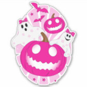 Halloween Girly Pink Ghosts und Pumpkins Aufkleber (Vorderseite)