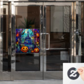 Halloween-Glasfenster Fensteraufkleber (Büro Tür)