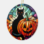 Halloween Glass Black Cat Pumpkin Keramik Ornament (Links)