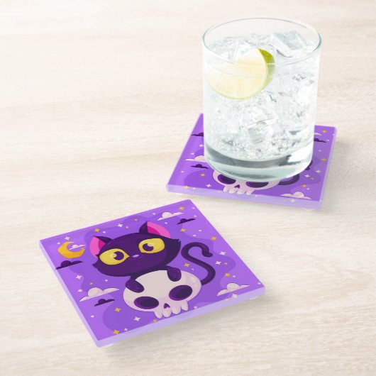 Halloween Glass Untersetzer (Schrägansicht)