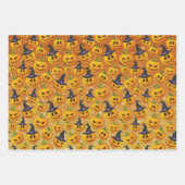 Halloween Glitzer Look Ghosts Pumpkins Bassmuster Geschenkpapier Set (Vorderseite 3)