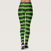 Halloween Glitzern Streifen Linien auf grün Leggings (Rückseite)