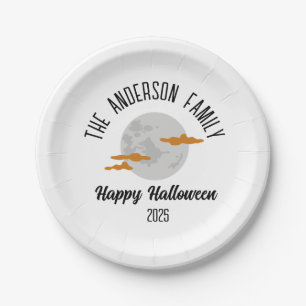 Halloween Glows Full Moon Personalisiert Name Pappteller