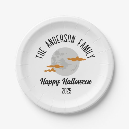 Halloween Glows Full Moon Personalisiert Name Pappteller (Vorderseite)