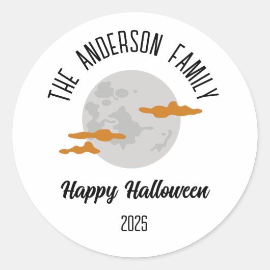 Halloween Glows Full Moon Personalisiert Name Runder Aufkleber (Vorderseite)