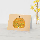 Halloween, glücklich Geburtstag, Cartoon. Karte (Gelbe Blume)