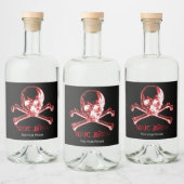 Halloween-Glühschädel und Crossbones Alkoholflaschenetikett (Flaschen)