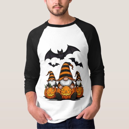 Halloween-Gnom 3/4-Ärmel Raglan T-Shirt (Vorderseite)