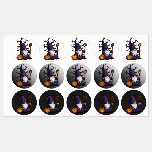 Halloween-Gnom-Labels Etiketten (Blatt)