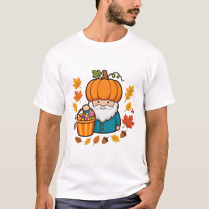 Halloween-Gnom mit Kürbishut Süße Herbstkunst T-Shirt