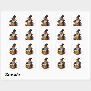 Halloween-Gnom-Sticker Quadratischer Aufkleber