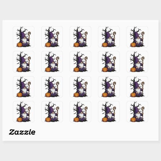 Halloween-Gnom-Sticker Quadratischer Aufkleber (Blatt)