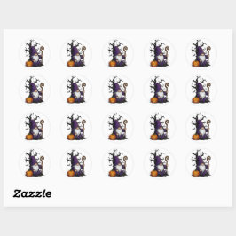Halloween-Gnom-Sticker Runder Aufkleber