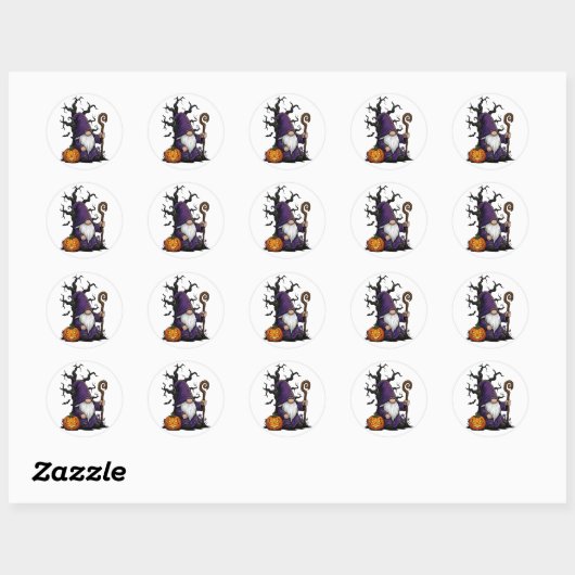 Halloween-Gnom-Sticker Runder Aufkleber (Blatt)