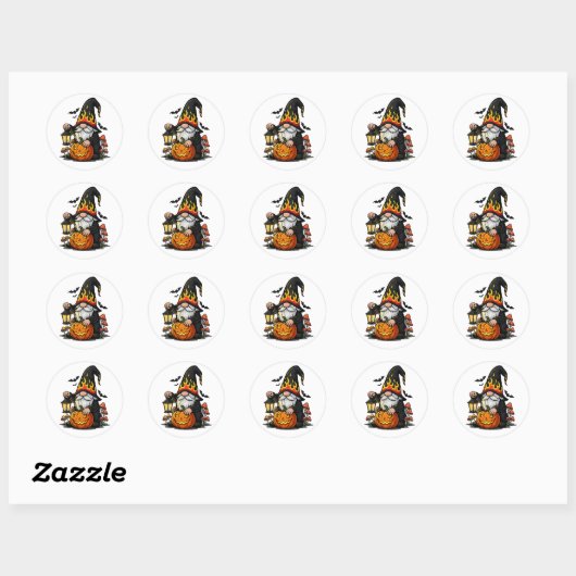 Halloween-Gnom-Sticker Runder Aufkleber (Blatt)