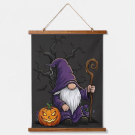 Halloween-Gnom-Zimmerdecke mit Holzbesatz Wandteppich Mit Holzrahmen
