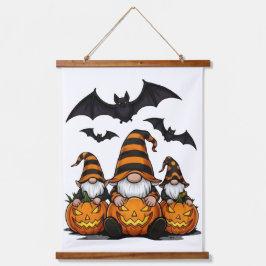 Halloween-Gnom-Zimmerdecke mit Holzrand Wandteppich Mit Holzrahmen